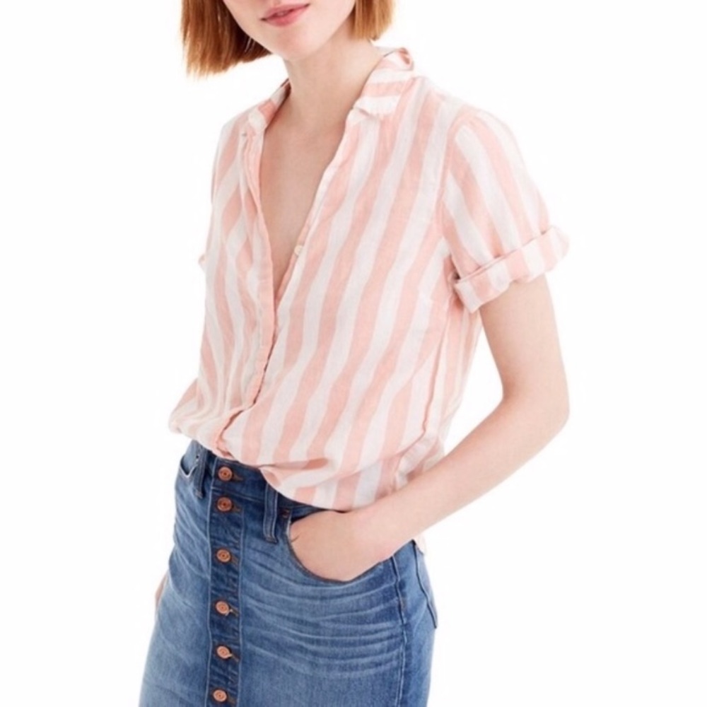 J. Crew Short Sleeve Striped Button Down Top XS